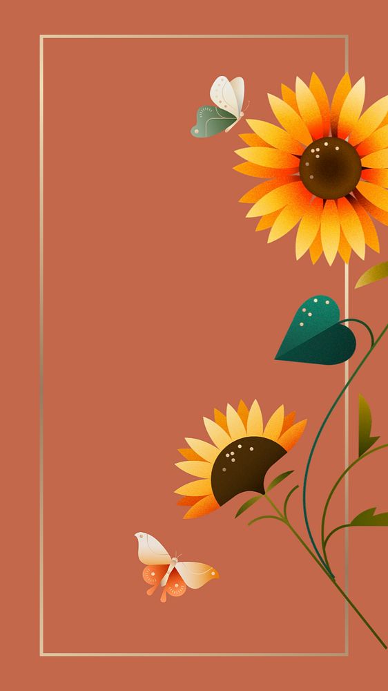 Aesthetic geometric sunflower mobile wallpaper, editable design