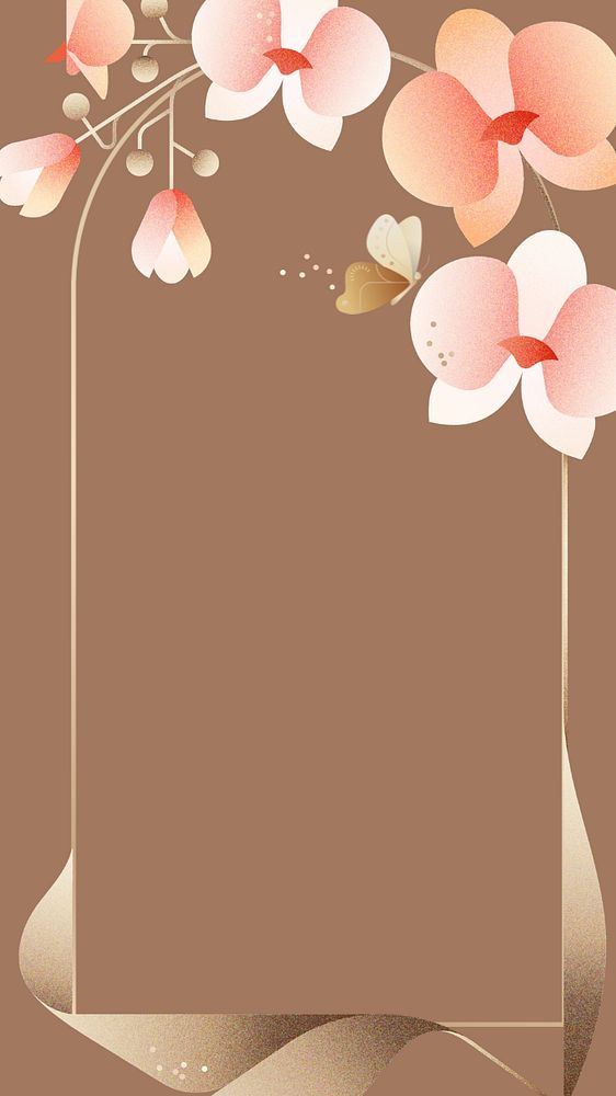 Brown orchid floral iPhone wallpaper, editable design