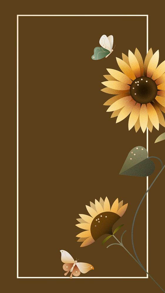 Brown geometric sunflower iPhone wallpaper, editable design