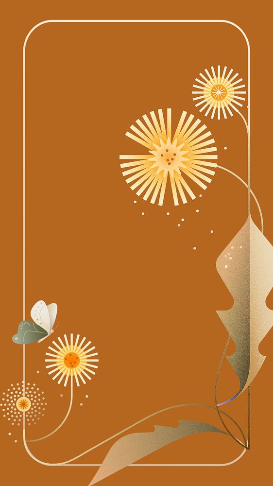 Geometric dandelion floral mobile wallpaper, editable design