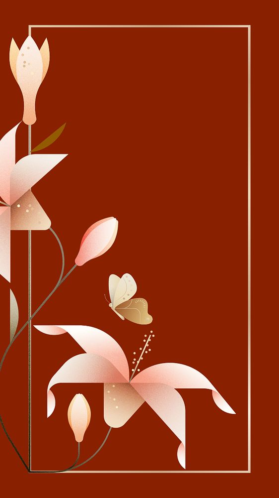 Red lily floral iPhone wallpaper, editable design