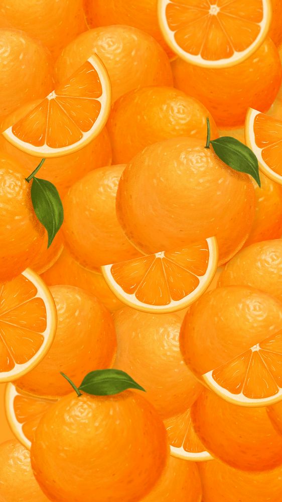 Orange fruit pattern mobile wallpaper, editable design