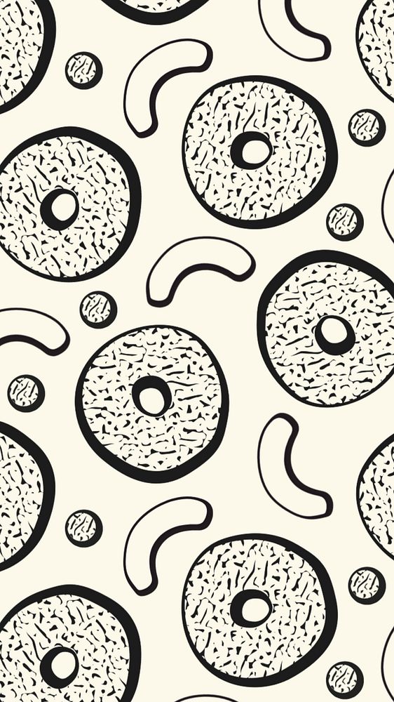 Donut memphis pattern mobile wallpaper, beige abstract background, editable design