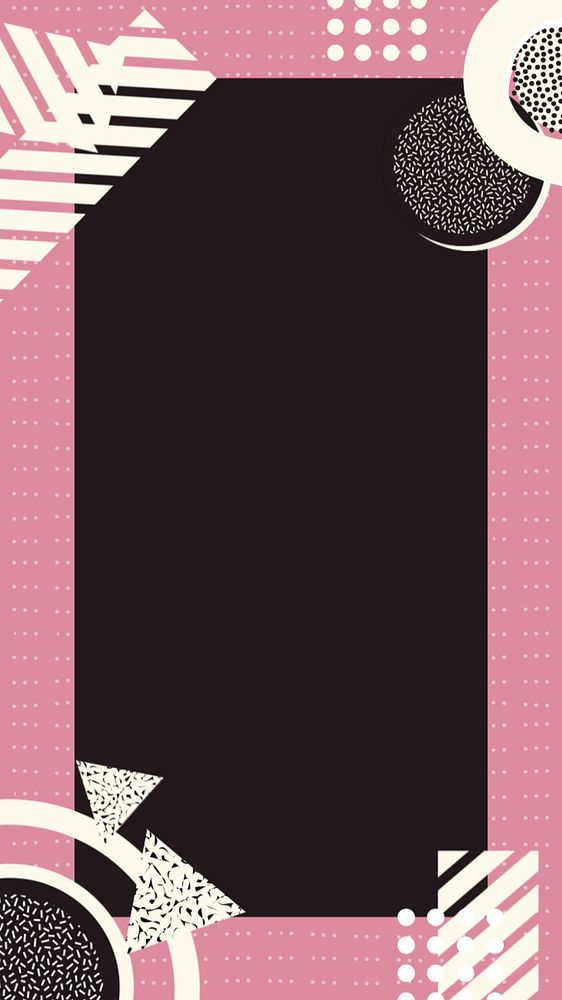 Retro geometric frame iPhone wallpaper, pink, editable design