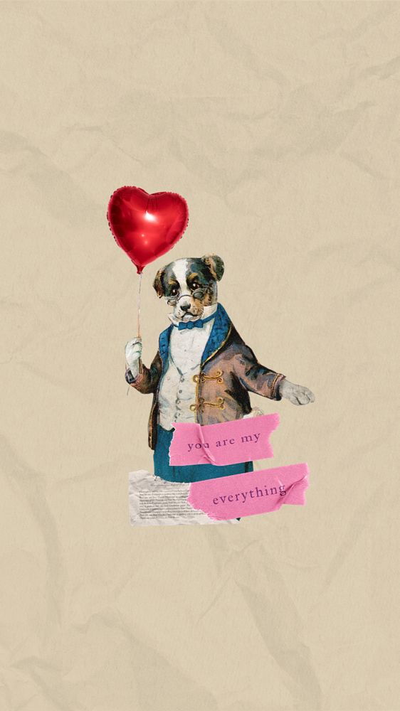 Valentine's celebration dog iPhone wallpaper editable collage. Remixed by rawpixel.