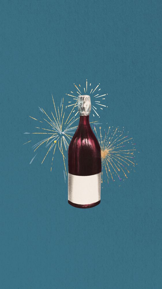 Wine bottle fireworks phone wallpaper editable collage. Remixed by rawpixel.