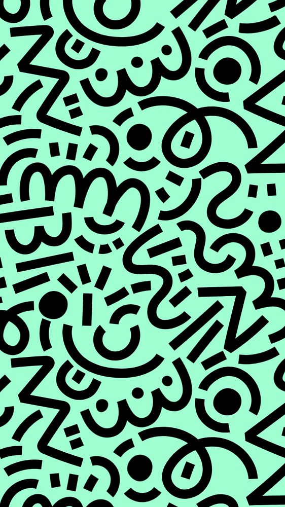 Abstract pop art iPhone wallpaper, green pattern background, editable design