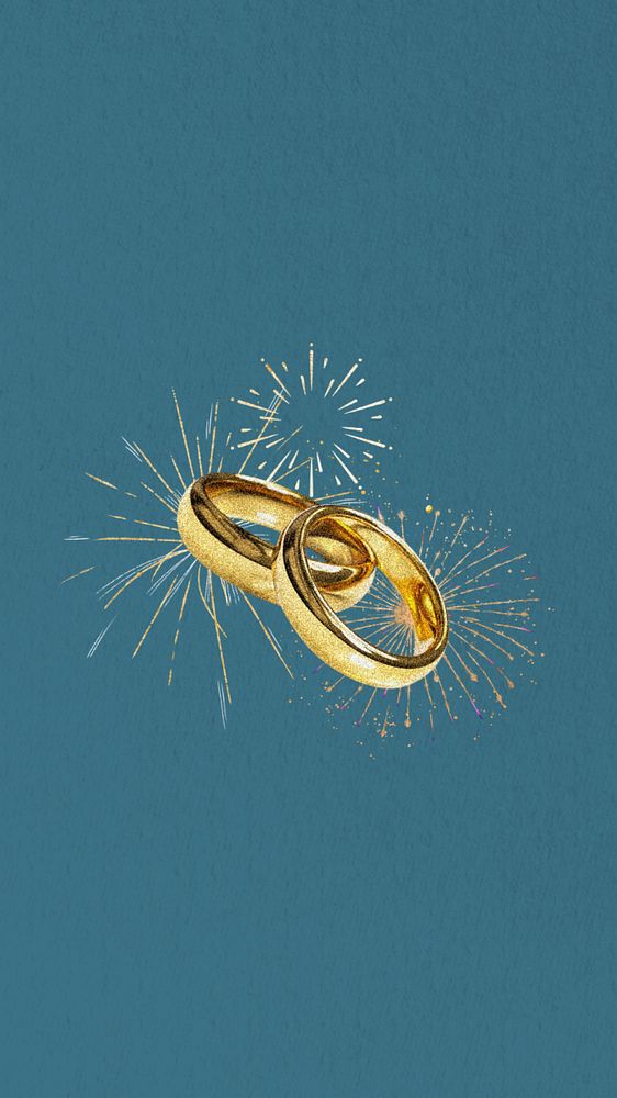 Wedding rings firework phone wallpaper editable collage