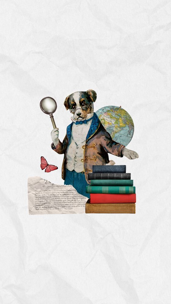 History education iPhone wallpaper, dog teacher editable collage. Remixed by rawpixel.