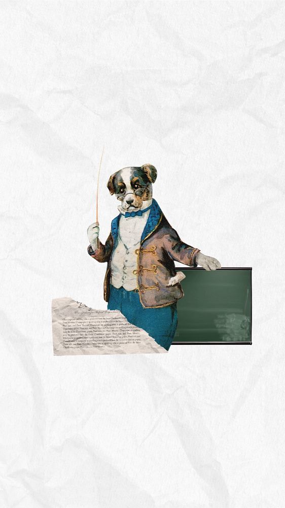 Dog music conductor mobile wallpaper editable collage. Remixed by rawpixel.