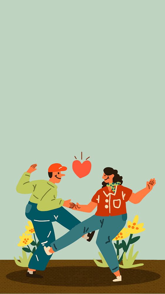 Couple dance doodle iPhone wallpaper, editable design