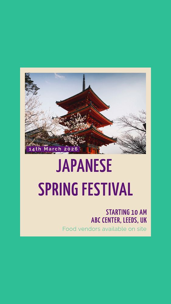 Spring festival story template, editable social media design