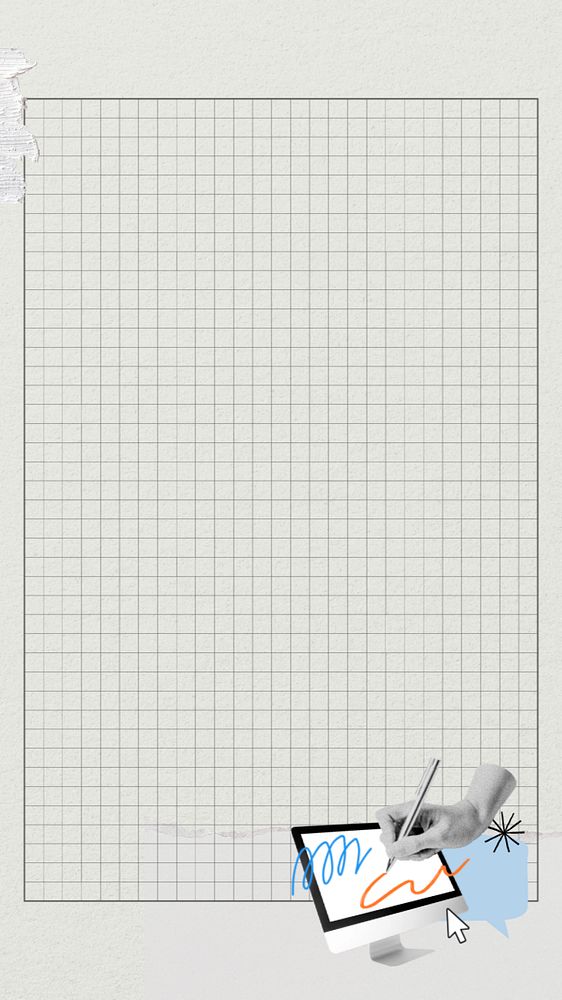 Gray grid patterned mobile wallpaper, creative collage art, editable design