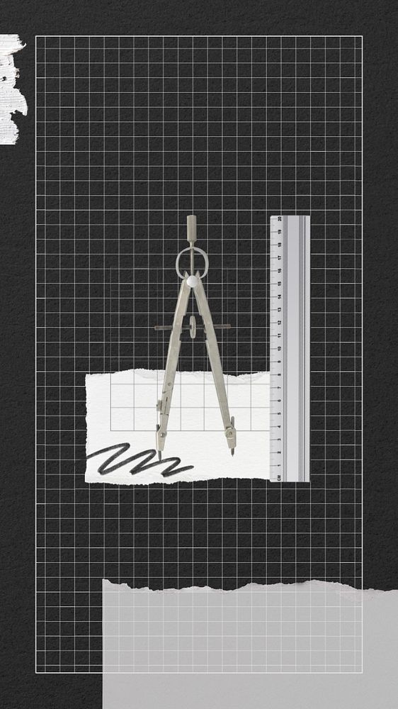 Mathematics aesthetic iPhone wallpaper, paper collage art, editable design