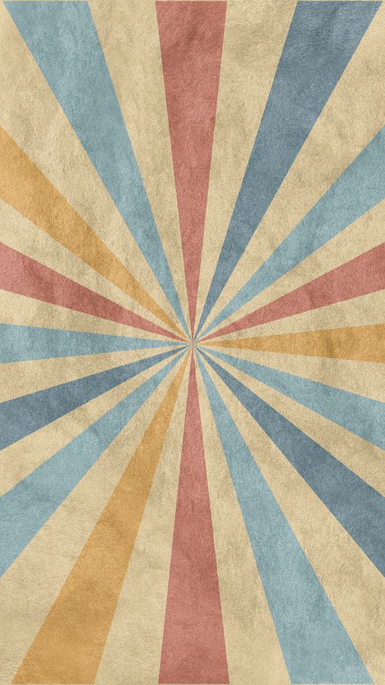 Retro sun ray iPhone wallpaper, paper textured background, editable design