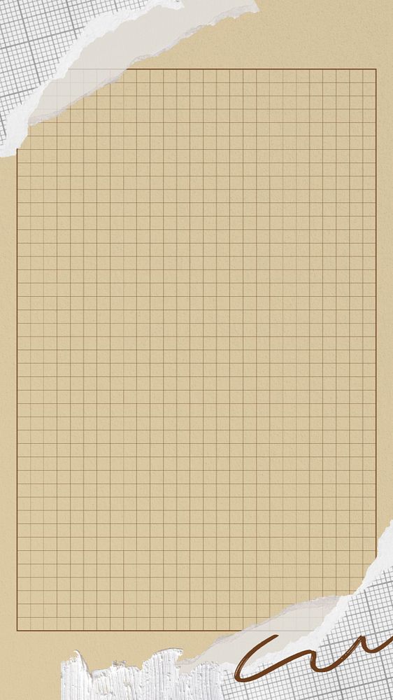 Grid beige mobile wallpaper, editable ripped paper collage element