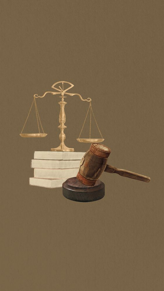 Scale and gavel phone wallpaper, editable collage. Remixed by rawpixel.