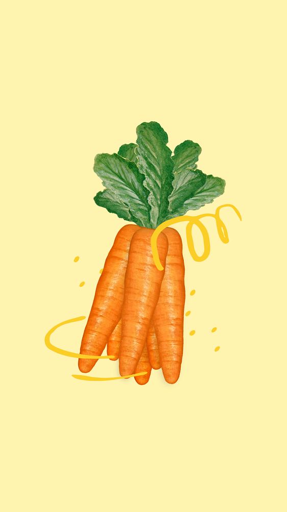 Cute carrot vegetable mobile wallpaper, healthy ingredient illustration, editable design