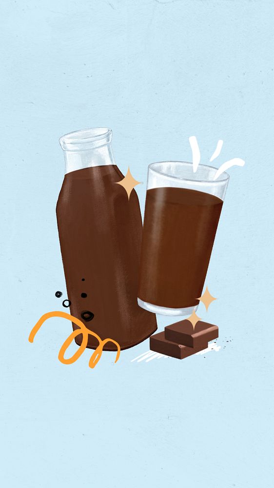 Chocolate milk phone wallpaper, dairy drink illustration, editable design