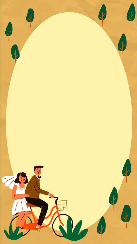 Married couple doodle iPhone wallpaper, editable design