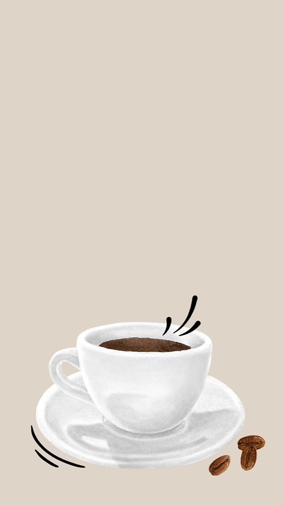 Espresso coffee cup phone wallpaper, drink illustration, editable design