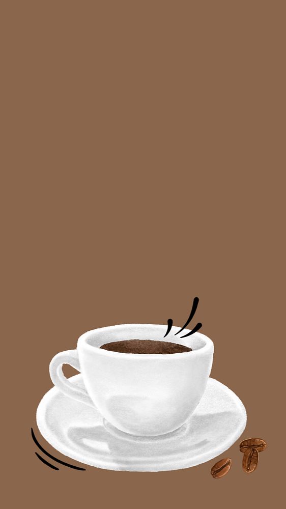 Espresso coffee cup phone wallpaper, drink illustration, editable design