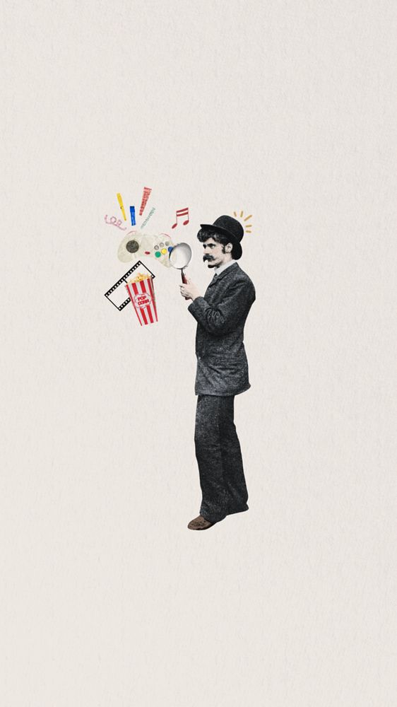 Media entertainment iPhone wallpaper, man holding megaphone editable collage. Remixed by rawpixel.