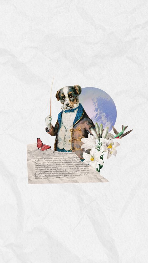 Dog music conductor editable mobile wallpaper. Remixed by rawpixel.