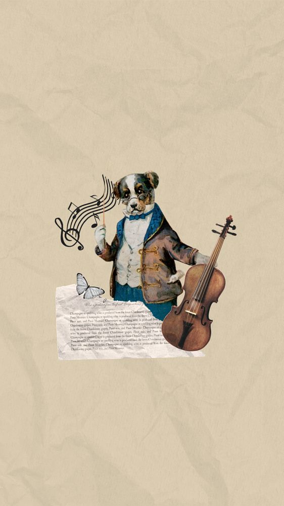 Dog music conductor mobile wallpaper collage. Remixed by rawpixel.