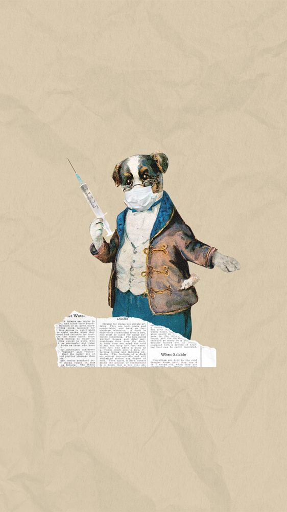 Dog doctor iPhone wallpaper editable collage. Remixed by rawpixel.