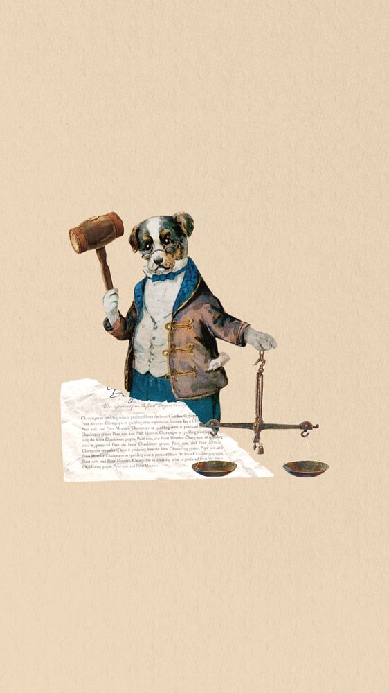 Dog holding gavel iPhone wallpaper, legal editable collage. Remixed by rawpixel.