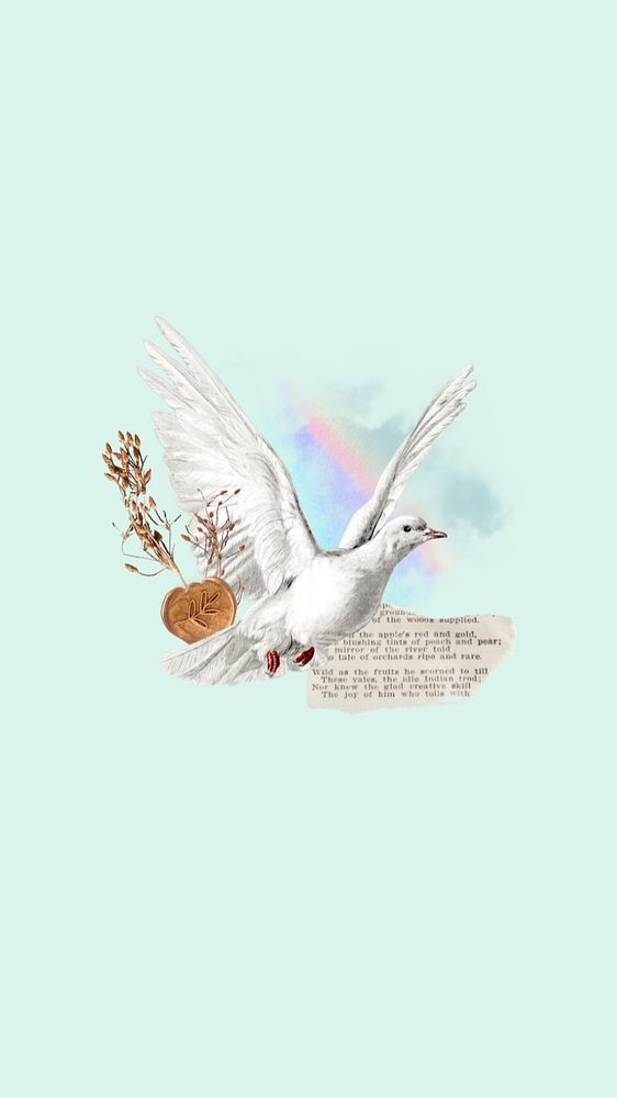 Aesthetic flying dove phone wallpaper editable collage. Remixed by rawpixel.