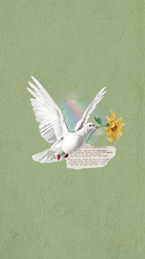 Aesthetic flying dove phone wallpaper editable collage. Remixed by rawpixel.