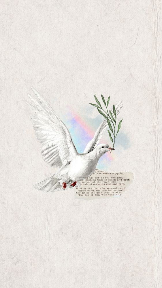 Aesthetic flying dove phone wallpaper editable collage. Remixed by rawpixel.