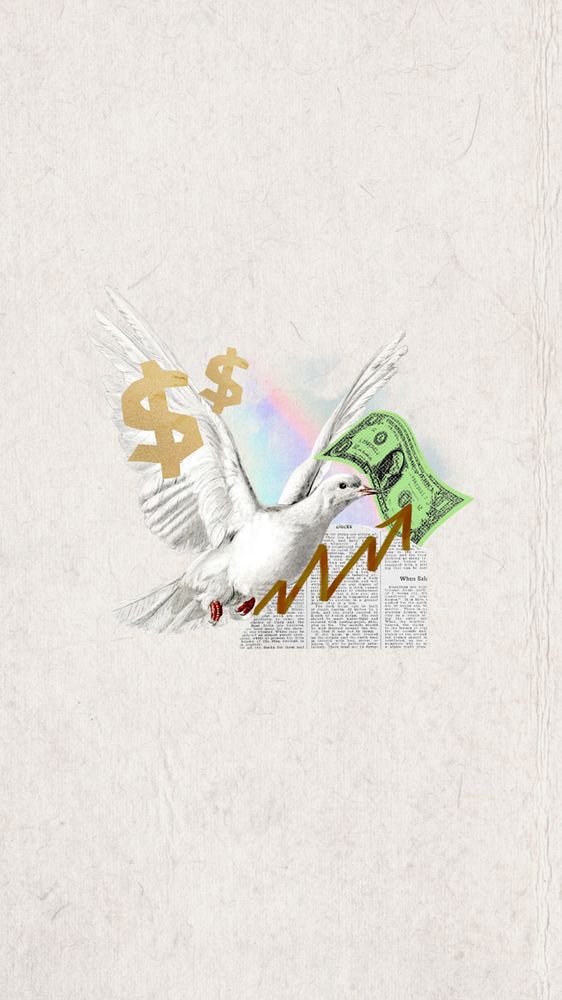 Business profit finance iPhone wallpaper, dove bird editable collage. Remixed by rawpixel.