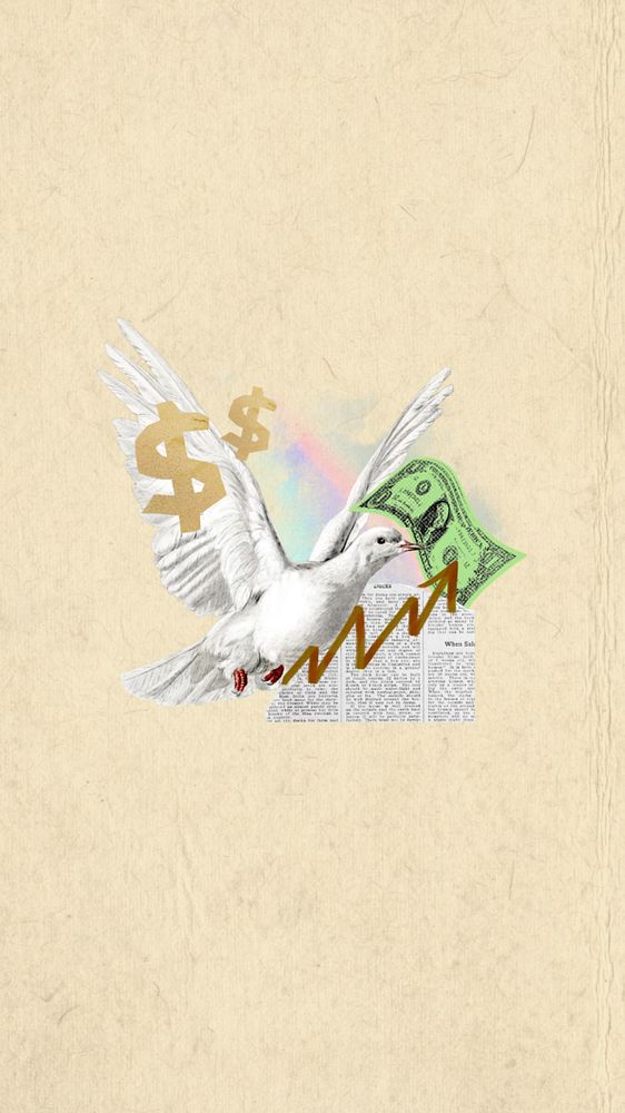 Business profit finance iPhone wallpaper, dove bird editable collage. Remixed by rawpixel.