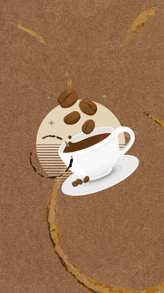 Editable coffee cup mobile wallpaper, collage remix design