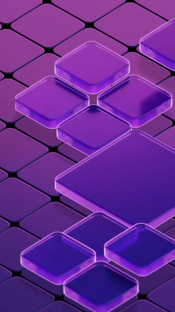 Editable purple tiles mobile wallpaper, 3D geometric shape