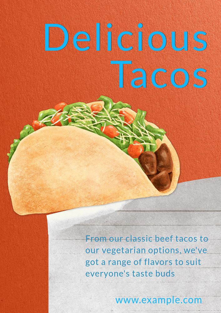 Delicious tacos  poster template, editable text and design