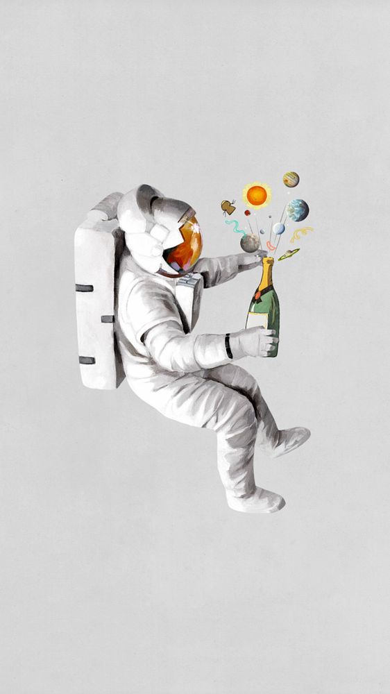 Astronaut champagne bottle iPhone wallpaper