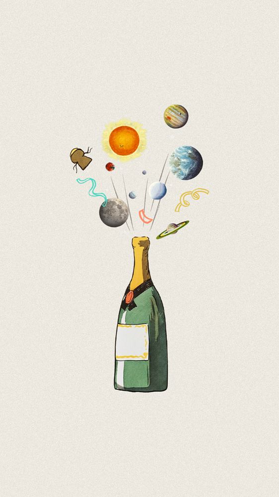 Popping champagne bottle iPhone wallpaper, galaxy editable remix