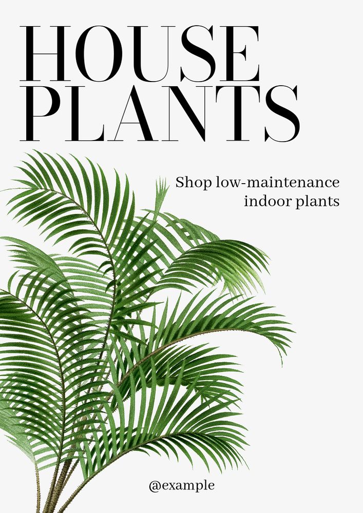 House plants  poster template, editable text and design