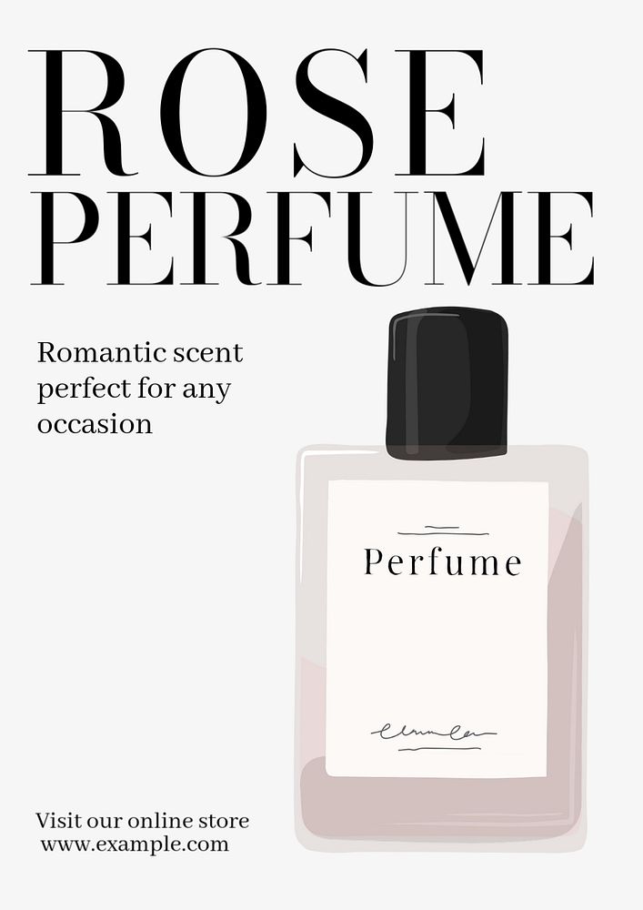 Rose perfume  poster template, editable text and design