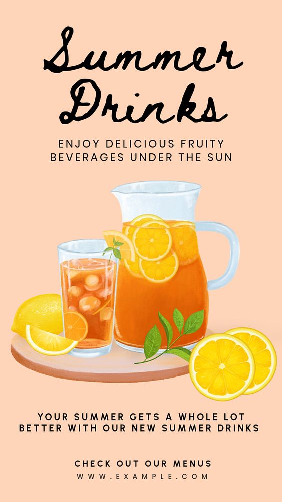 Summer drinks  Instagram story template, editable text