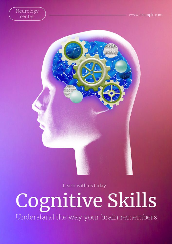 Cognitive skills  poster template, editable text and design