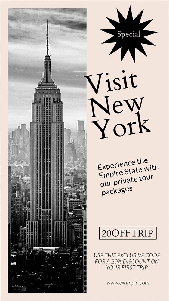 New york  Instagram story template, editable text