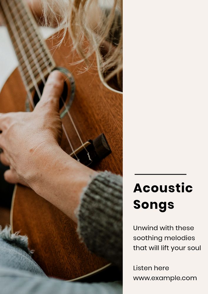 Acoustic songs  poster template, editable text and design