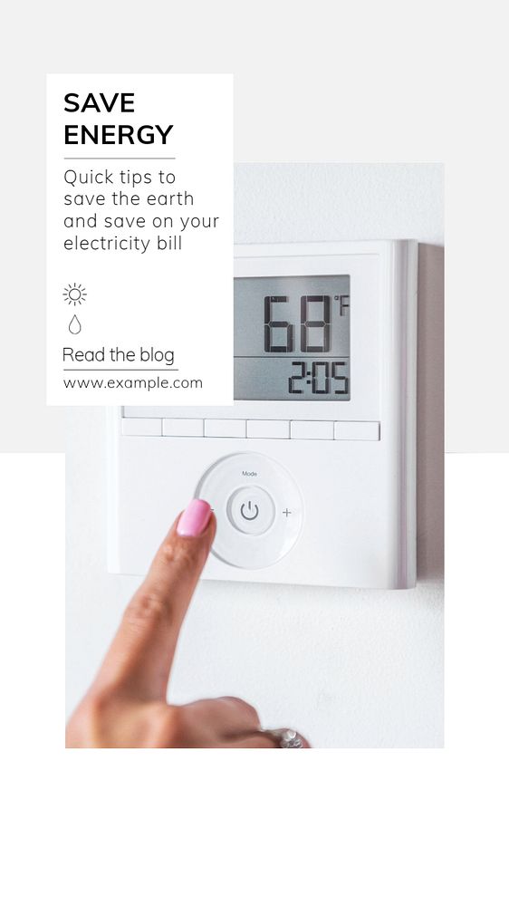 Save energy  Instagram story template, editable text