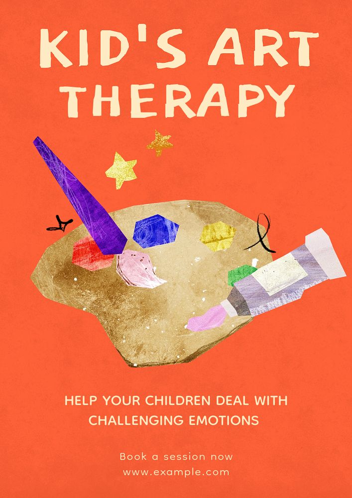 Kid's art therapy poster template, editable text and design