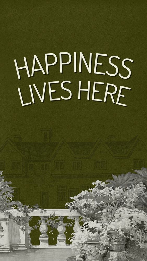 Happiness lives here Instagram story template, editable text